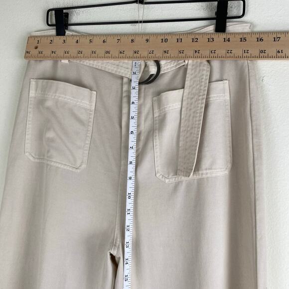 Cloth & Stone Belted Wide Leg Pants Size 30 Light Beige Ecru Crop Anthropologie - Picture 9 of 10